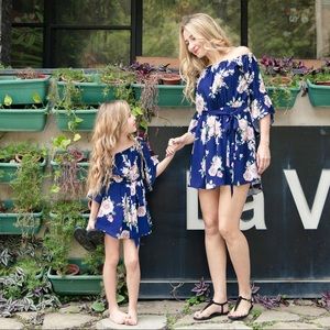 NEW Mommy and Me Blue/Pink Floral Dress